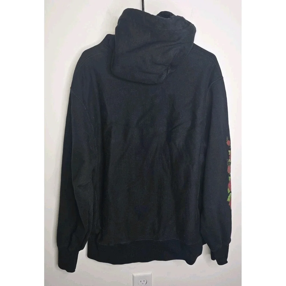 Champion Reverse Weave Rose Graphic Hoodie Black Oversized Large Y2K era